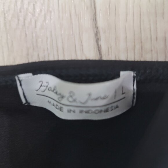 Haley & June Black Spaghetti Strap structure bodycon Dress L LBD - Picture 3 of 5